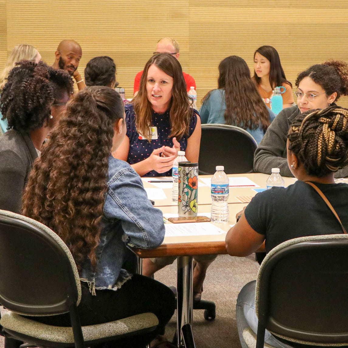 Medical students talking with one another