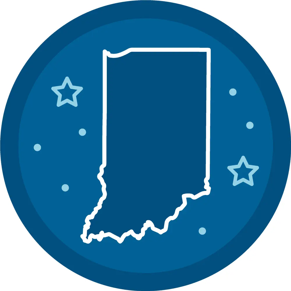 blue circle with outline of indiana