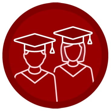 illustration of two students in graduation caps and gowns