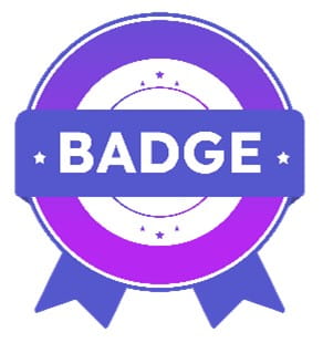 Decorative image of a purple ribbon that says "Badge" across it.