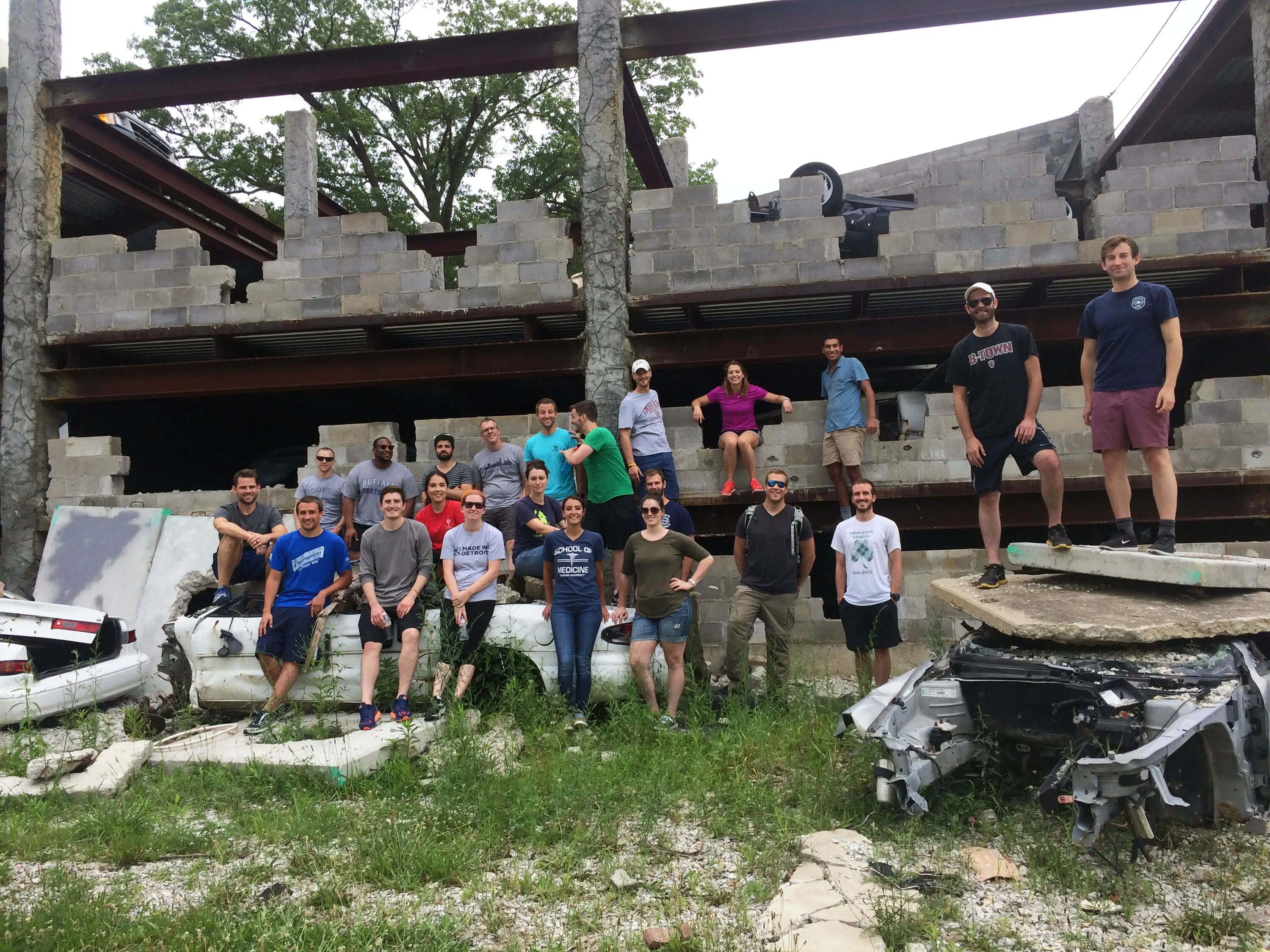 Group at disaster site