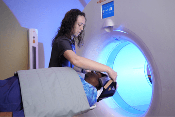 a provider prepares a patient for an MRI