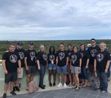 Melissa Kacena, PhD (center) with her team at Kennedy Space Center in 2019 Kacena lab — launch recap