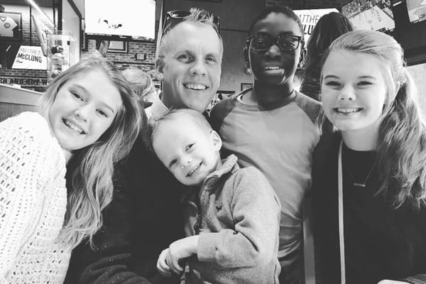 Dr. Allen Barton, EM physician resident, with his children 