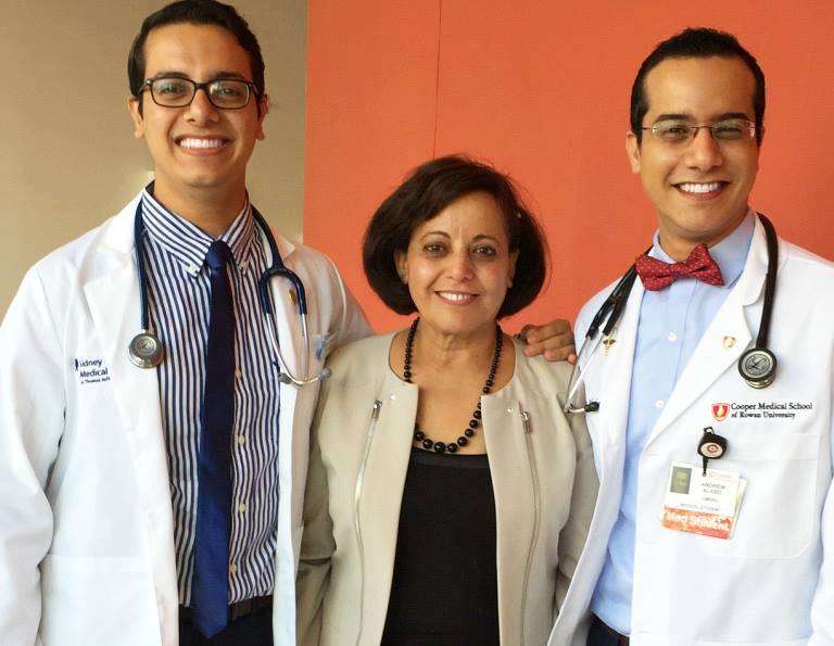 Alabd with his mom, Magdolen Tawadros, and older brother, Andrew Alabd, MD, at his white coat ceremony at the start of medical school