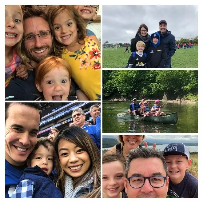 collage of family photos from Clint Bahler, Anthony Shanks, Dylan Cooper, Ryan Fiztgerald and Nathan Schmidt