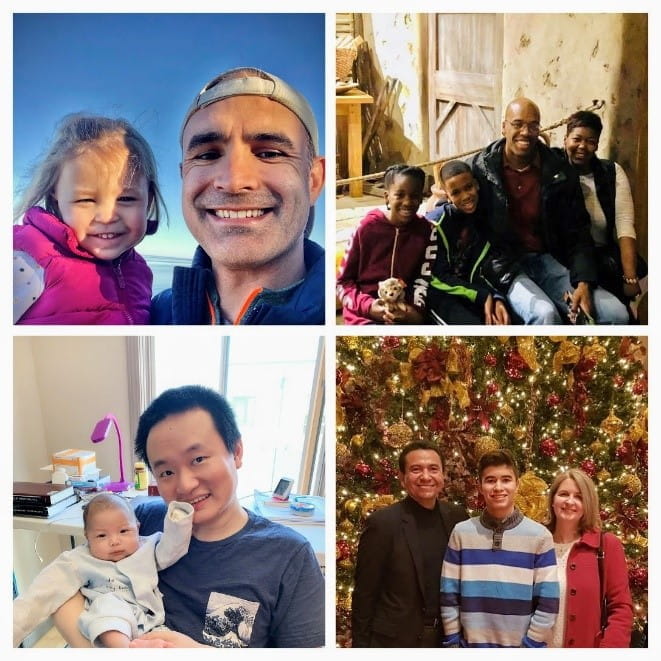 collage of family photos from Levi Funches, Javier Sevilla-Martir, Tim Large and Meichen Yu