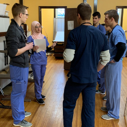 Maria at student outreach clinic