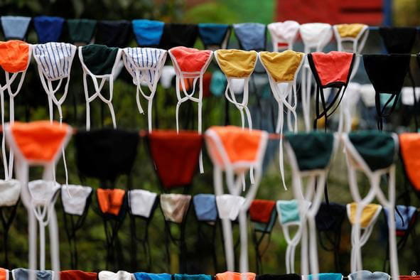 cloth masks hanging out to dry