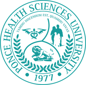 Circular PHSU logo with green text that says "Ponce Health Sciences University, 1977."