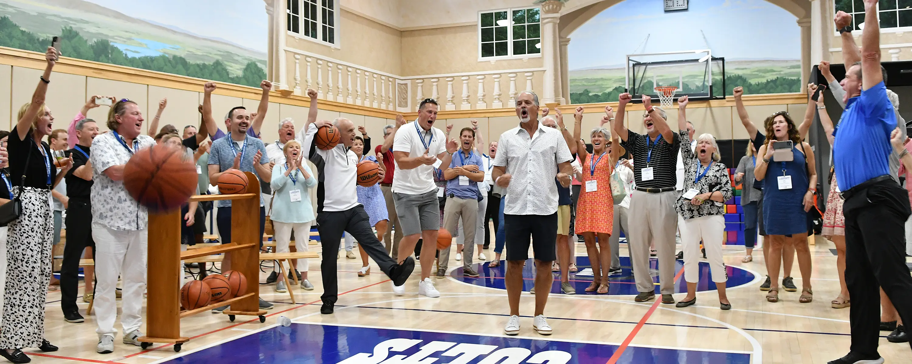 Pagano celebrates after making the $1 million shot.