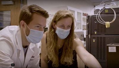 Erin Conboy in the URDC lab
