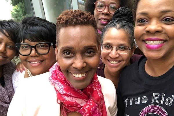 Lisa Hayes with community advocates