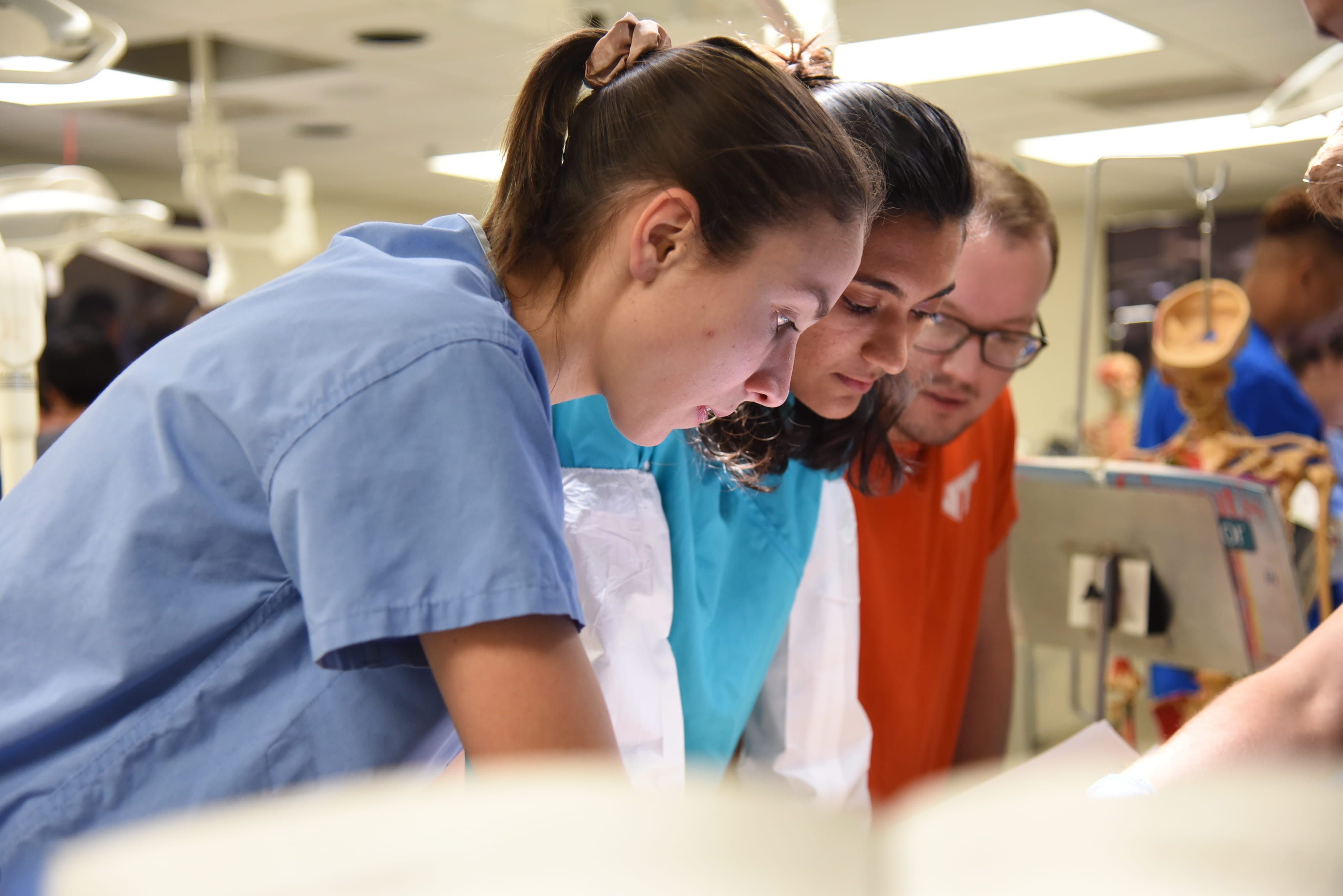 Medical students in the IU School of Medicine-Muncie anatomy lab