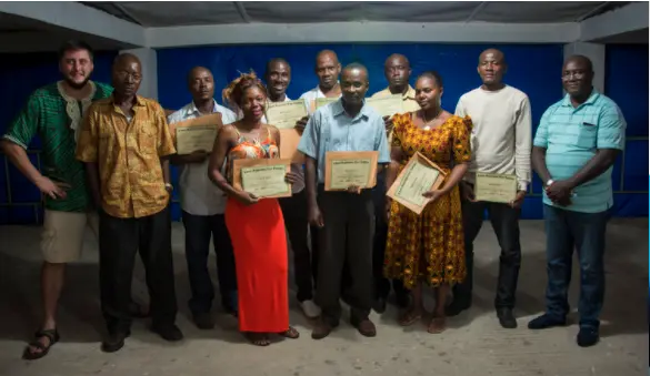 Michael Davis with Liberia Respiratory Care Institute graduates