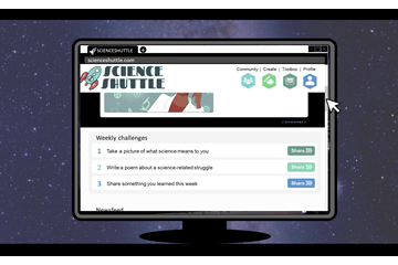 A screenshot of a website concept for Science Shuttle.