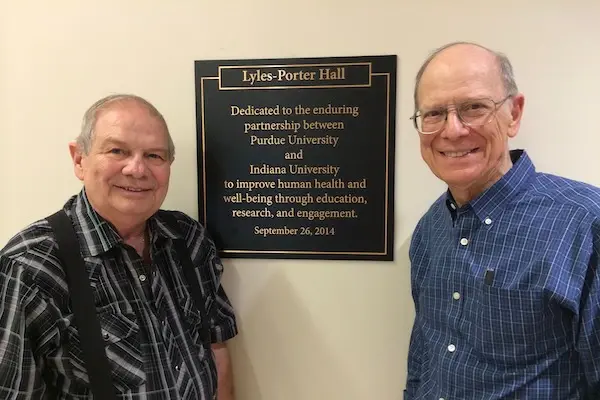 Wagner and Coppoc with Lyles-Porter Hall plaque