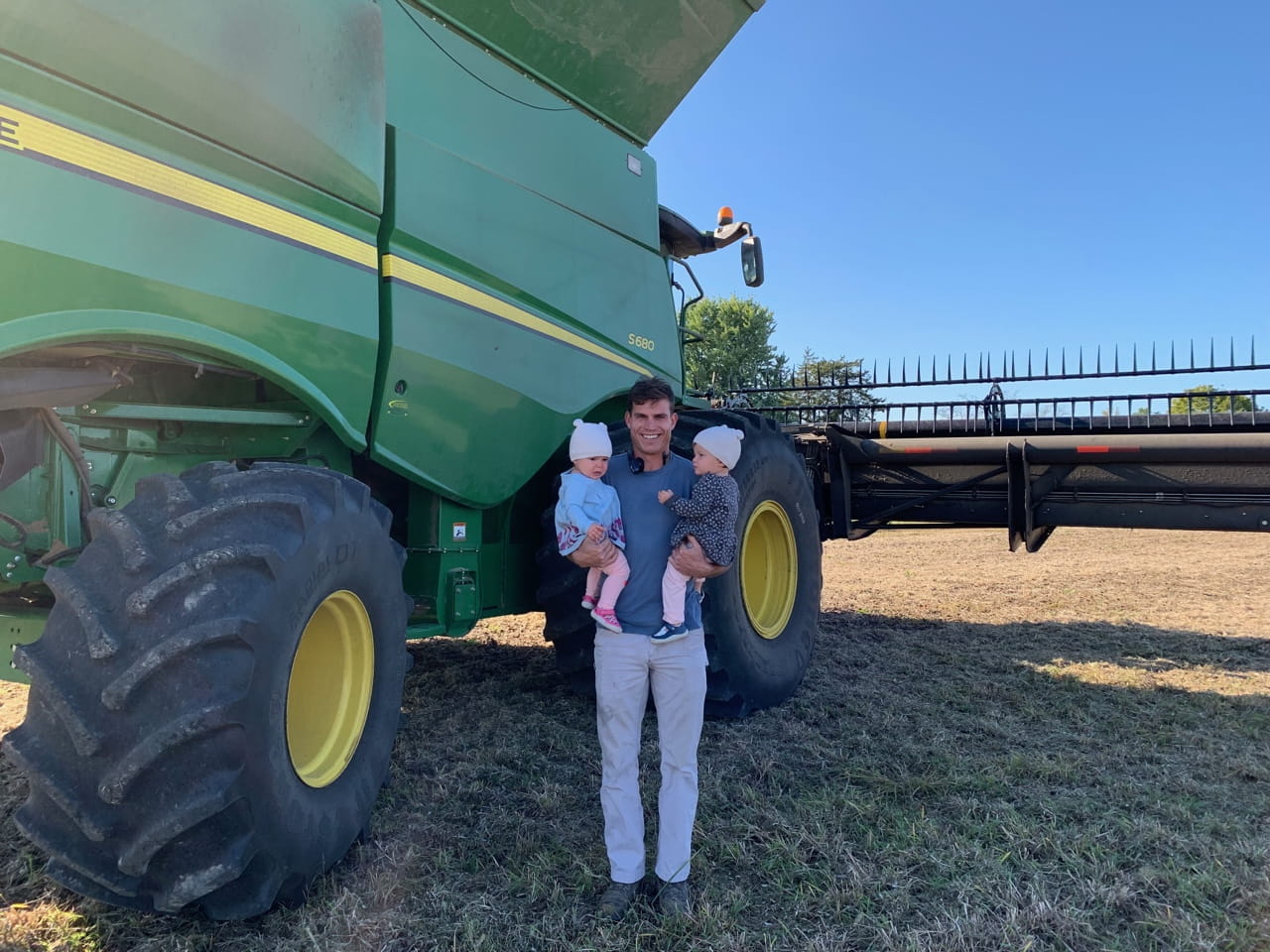 Jay Feichter and his daughters at the farm