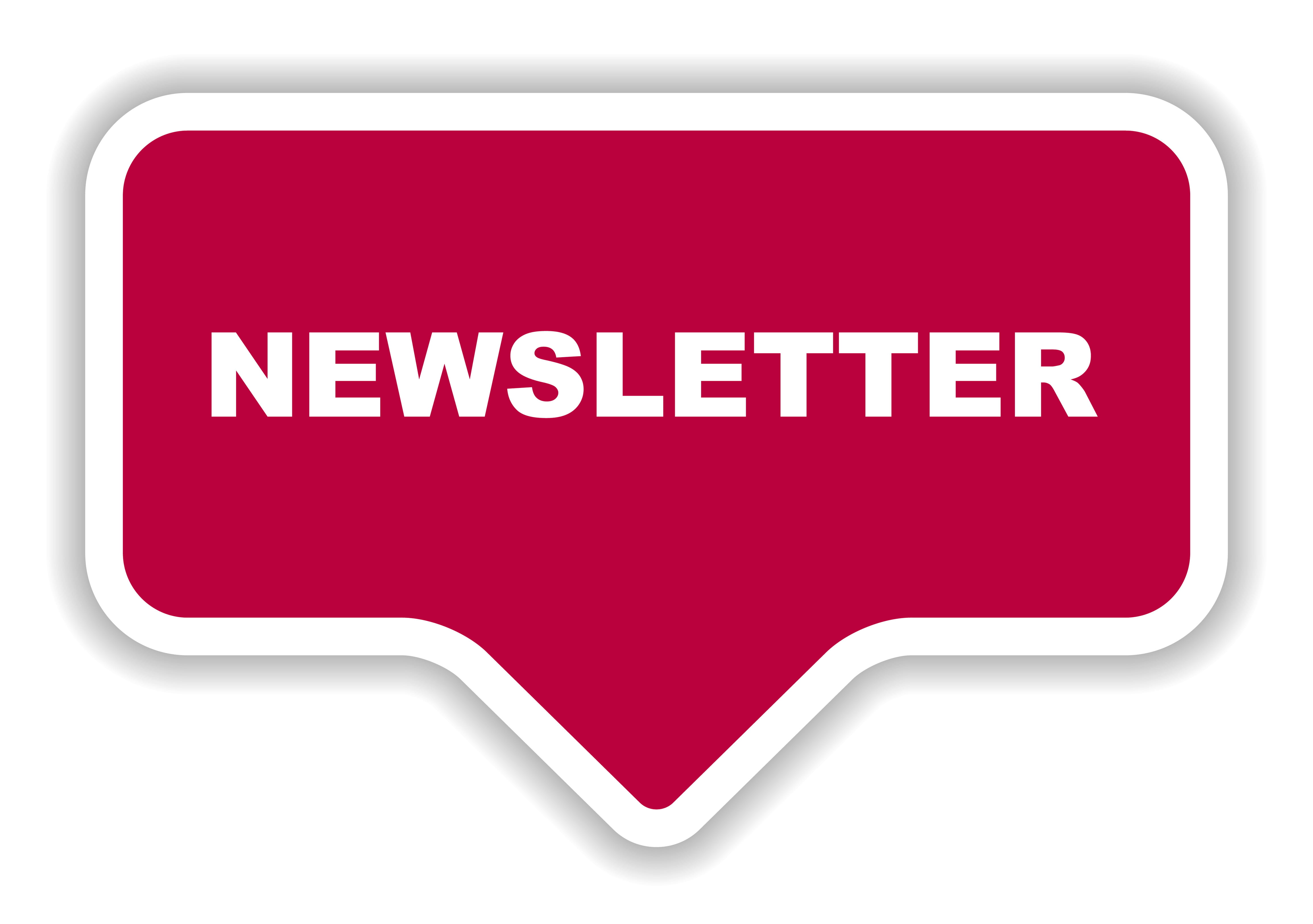 red text box with the word newsletter