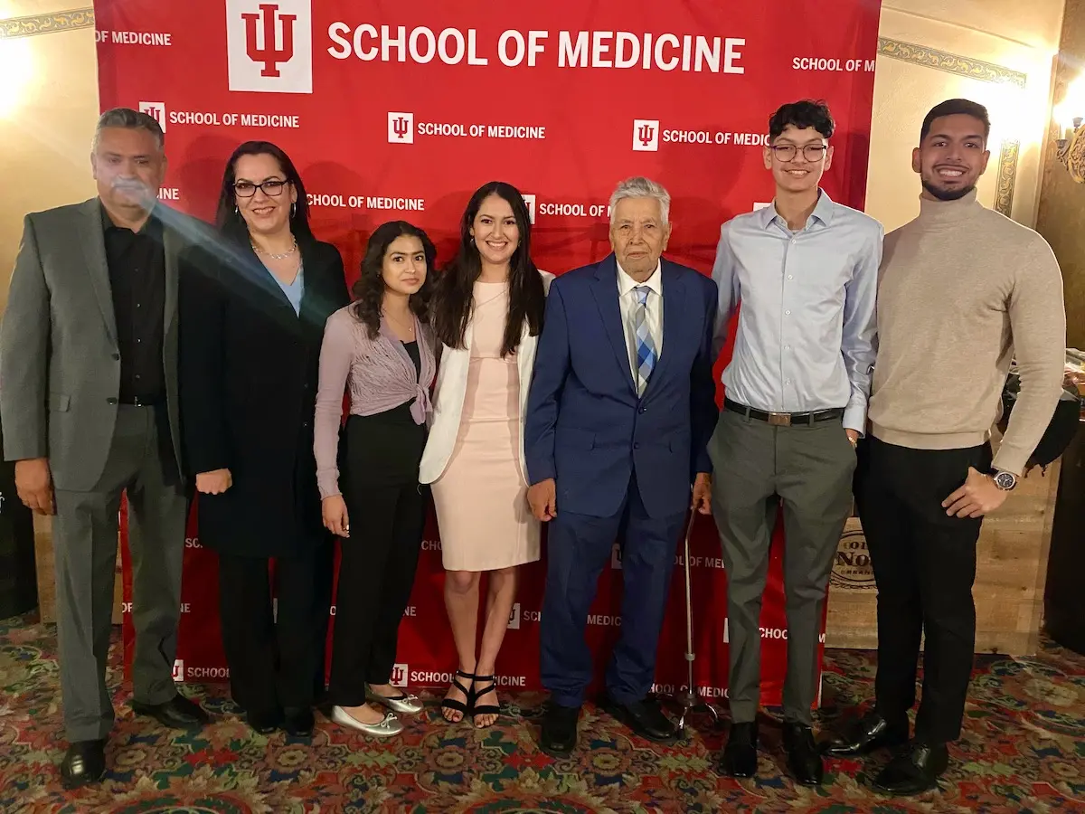 Alejandra Rodriguez and family at her white coat ceremony