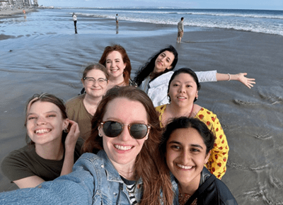 Photo of a group of cytology students on a beach