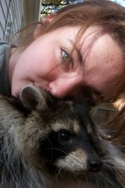 Geddes with a raccoon