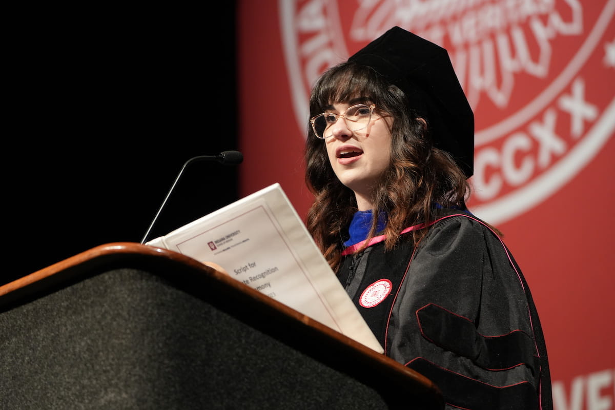 Lauren Hirschfeld, PhD, speaks at commencement 2023