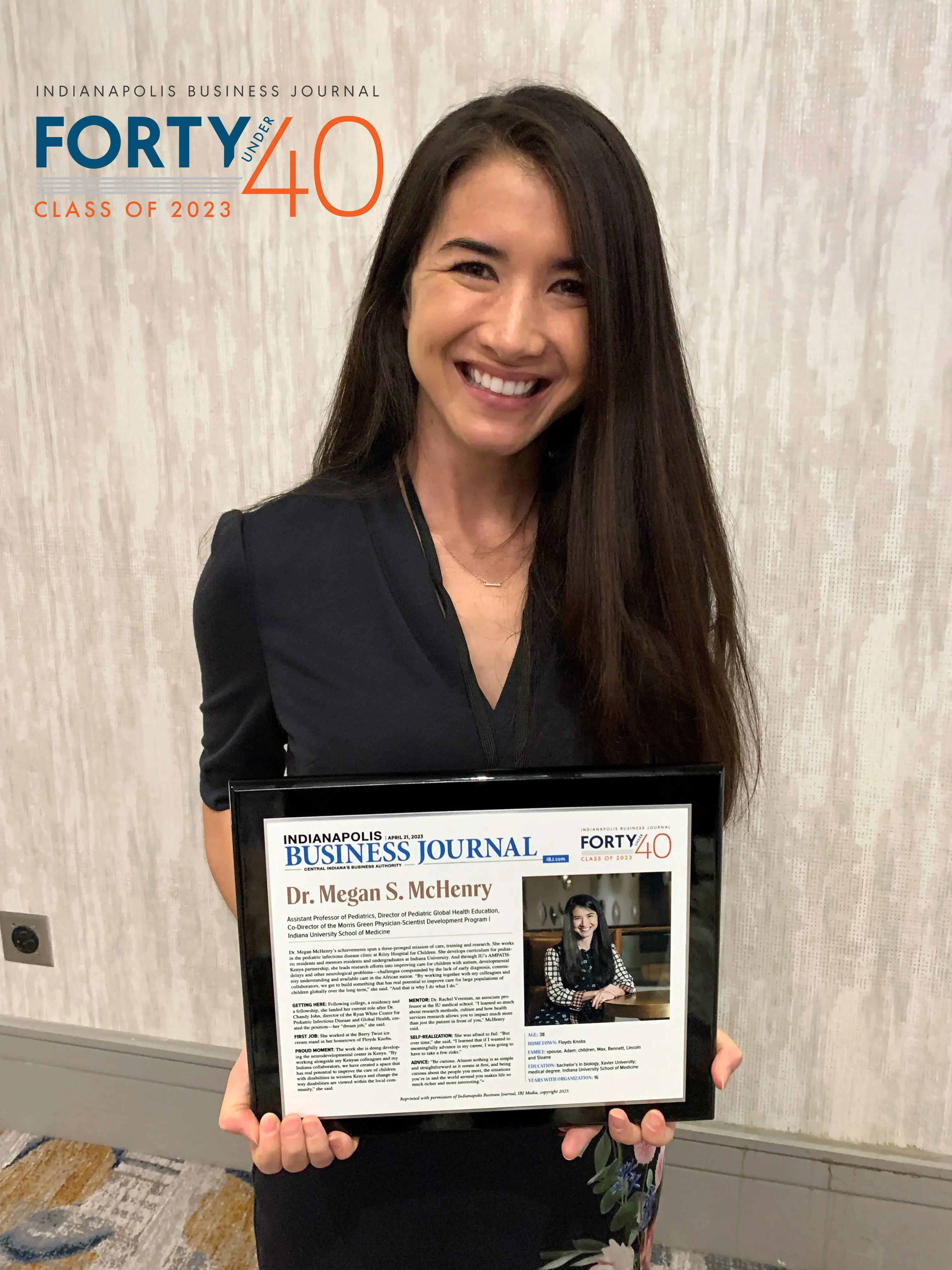 Megan McHenry with her IBJ award