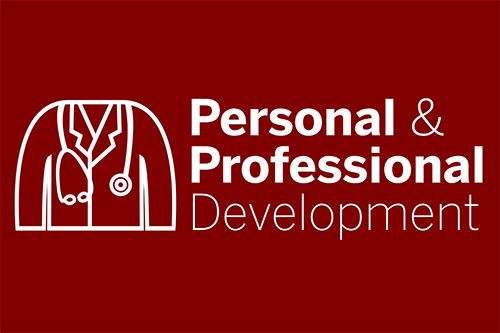 Logo of white lab coat with words "Personal & Professional Development" next to it.