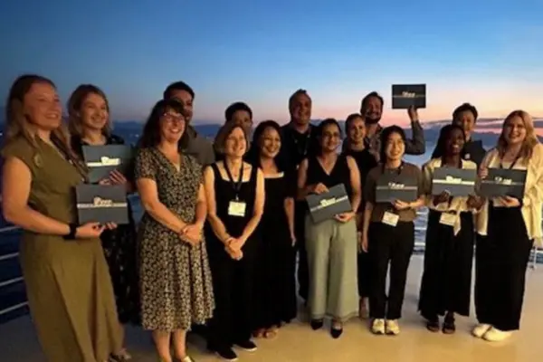 Awosanya, second from right, stand with other award-winners holding her award