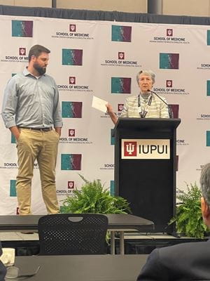 Kyle Bone and Lynda Bonewald at an Indiana Center for Musculoskeletal Health event