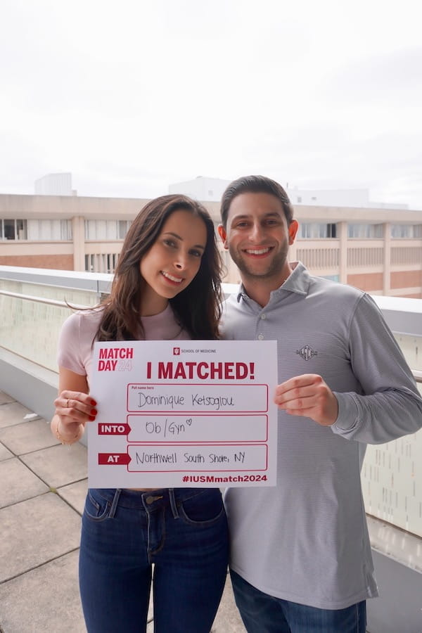 Dominique Ketsoglou with her partner on Match Day