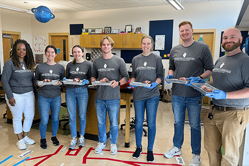 Evansville med students at Cedar Hall Community School.