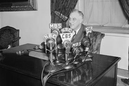 President Roosevelt responds to birthday greetings from the nation in 1938