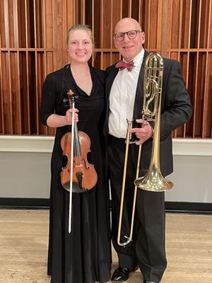 Leah and Jeff Peipert with their instruments