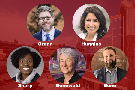 Headshots collage of Drs. Organ, Huggins, Sharp, Bonewald and Bone