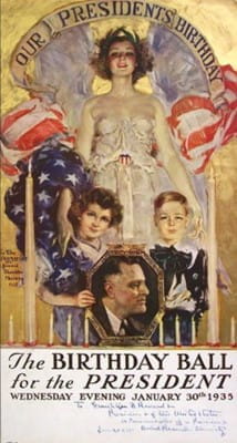 Poster for The Birthday Ball for the President event on Jan. 30, 1935.