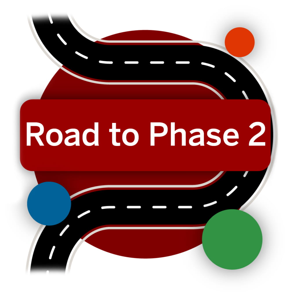 a road winds around the words "Road to Phase 2"