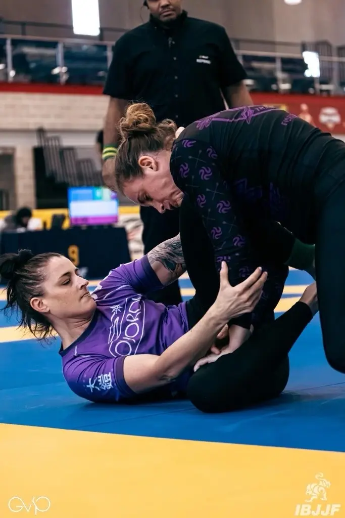 Erin Conboy pins her opponent during the 2023 International Brazilian Jiu-Jitsu Federation Austin Open