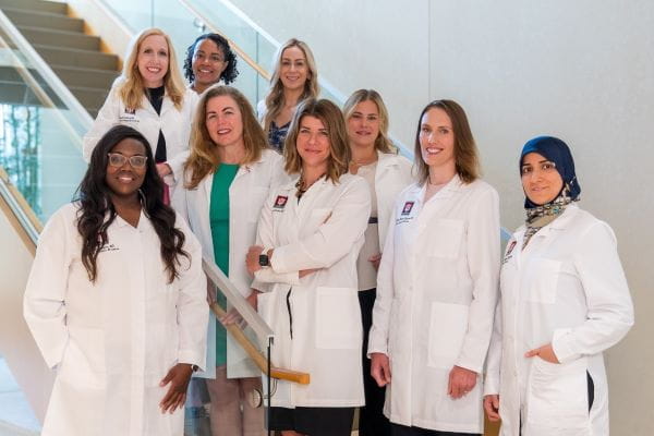 Carla Fisher pictured alongside the breast surgery team. | Photo courtesy Cassie Needy 