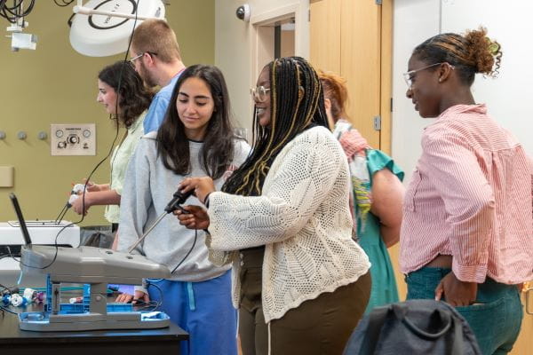 Indiana School for the Deaf students spent time in the surgical skills lab to learn more about a career in science and medicine. | Photo courtesy of Cassie Needy