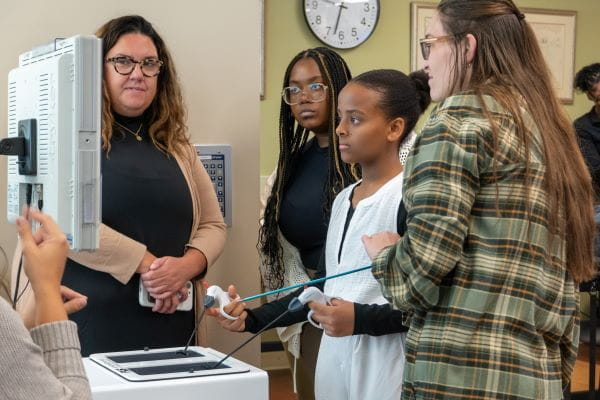 Indiana School for the Deaf students take part in an immersive surgical skills lab through the Future Deaf Scientists Program. | Photo courtesy of Cassie Needy