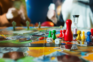 Close up photo of pieces on a board game.