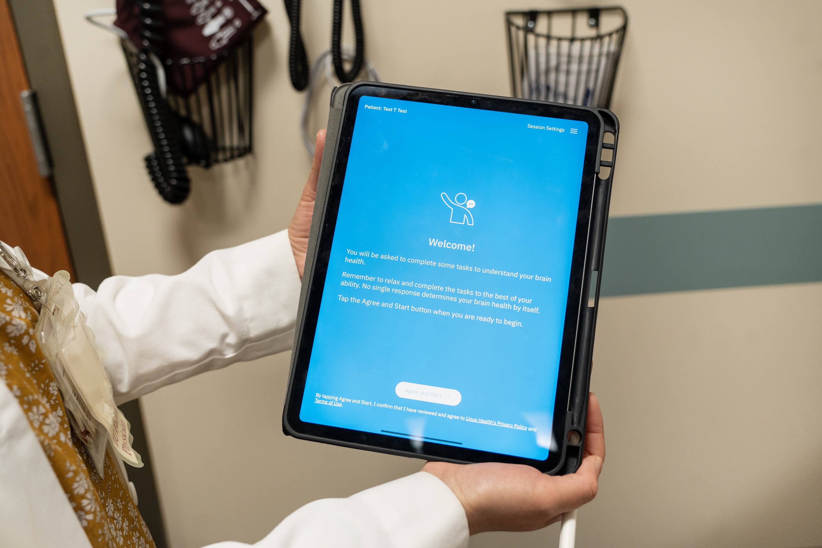 A close up of the digital cognitive assessment tool 