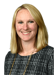 Katie Duffey, woman in professional attire with blonde hair