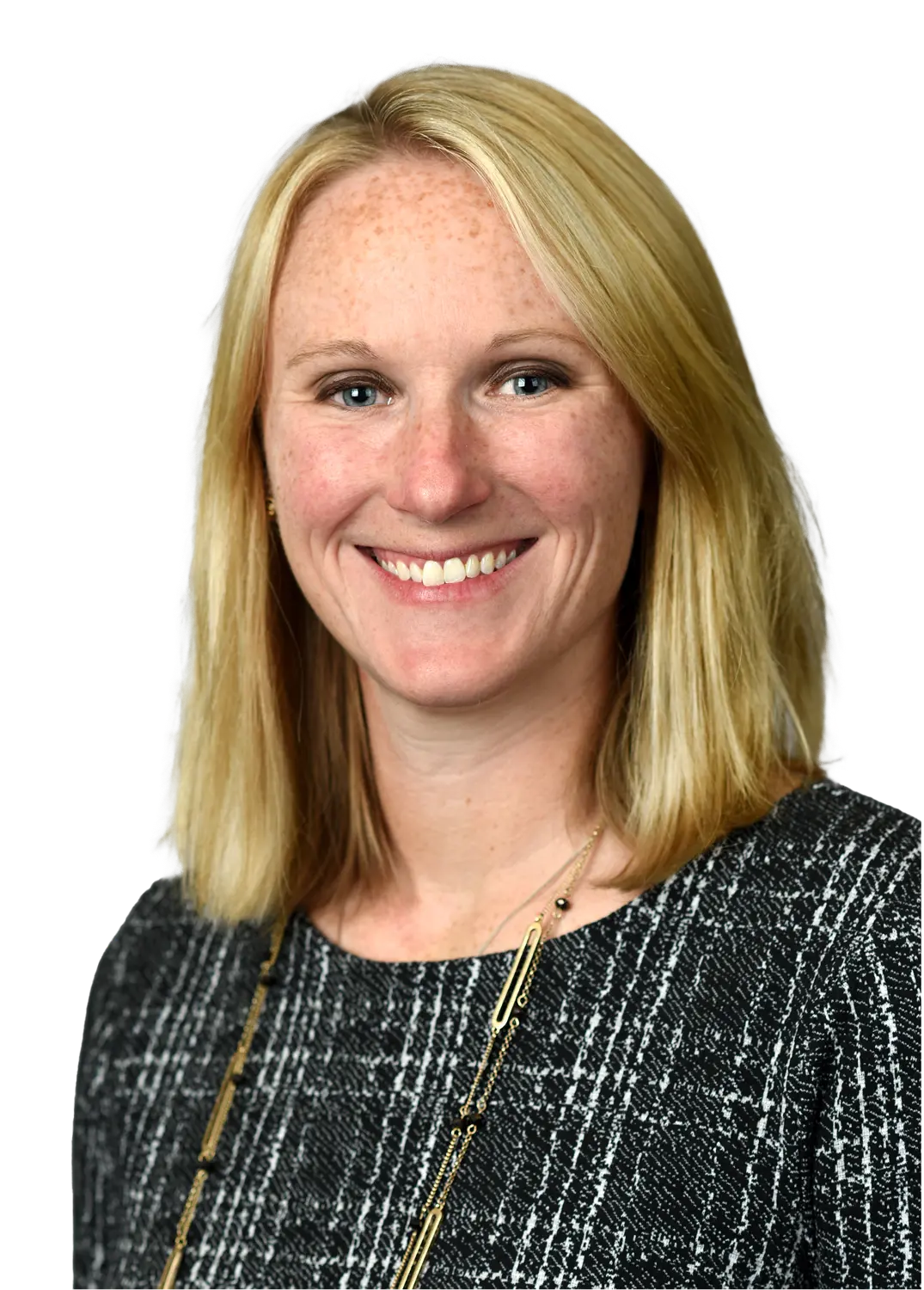 Katie Duffey, woman in professional attire with blonde hair