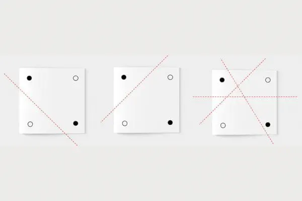 Figure 3. Various folding attempts that all fail to separate the dots by color.
