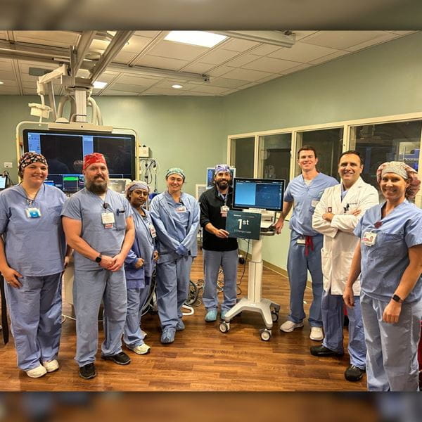 Dr. Ali Iqtidar and the Cath Lab team at IU Health Saxony Hospital