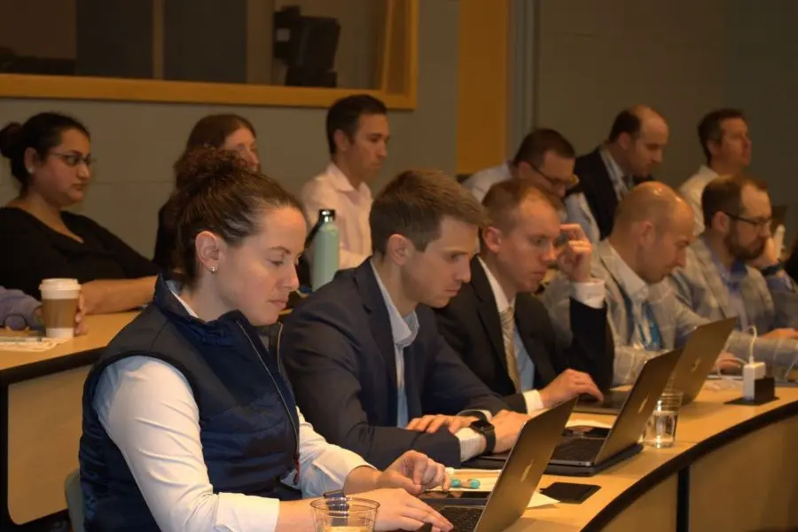 Trauma Surgery fellow Michelle Lawson, MD, takes notes during the annual Garceau-Wray Lectureship hosted by the Department of Orthopaedic Surgery. 