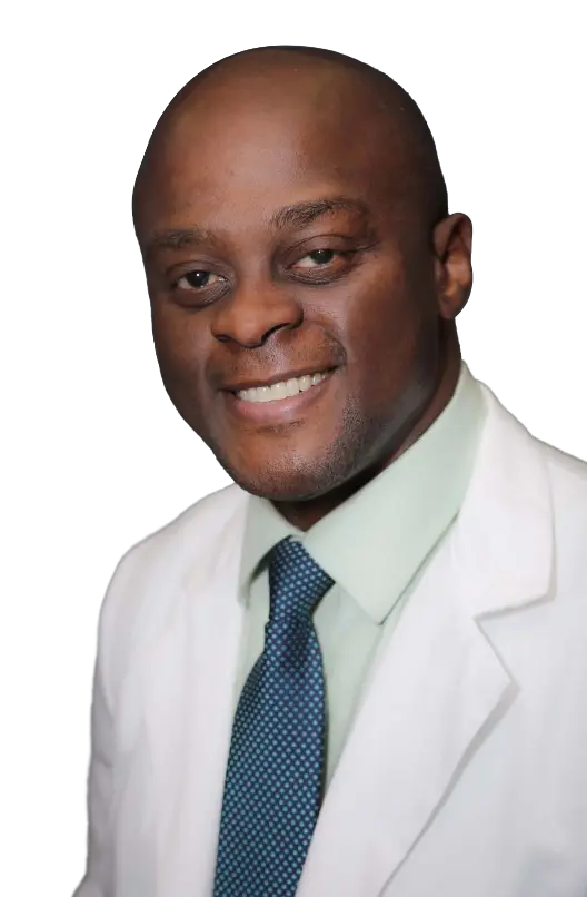 Ayodeji Ogunleye, Black man in white coat and tie